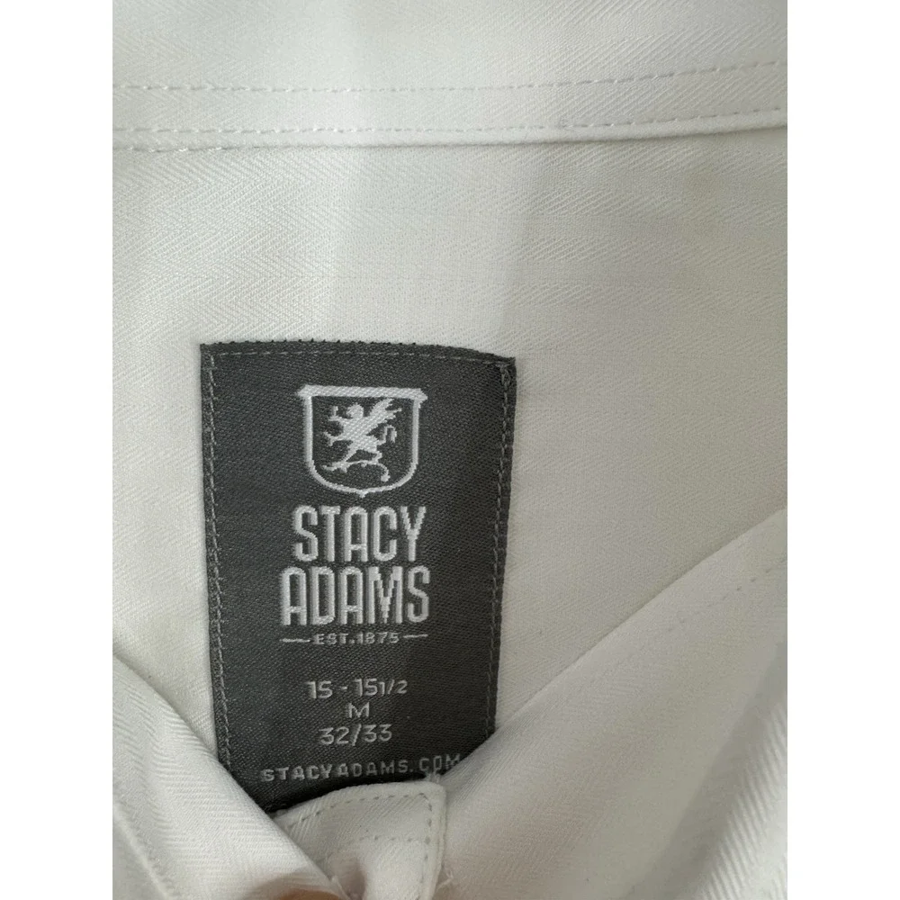 NWT Stacy Adams Classic Fit Dress Shirt White Med Cotton Blend Formal Button Up‎